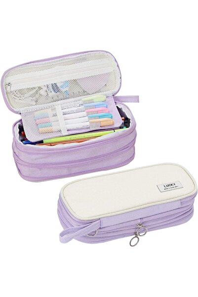 Generic حافظة أقلام رصاص جمالية كبيرة السعة مع مقبض ومنظم متعدد الاستخدامات ل...