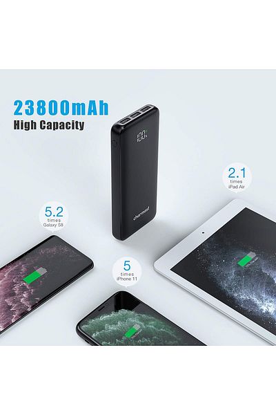 erorex بنك طاقة محمول PD 23800 مللي أمبير في الساعة USB C 18 واط مزود بشاحن محمول بشاشة LED وحزمة بطارية مع 2