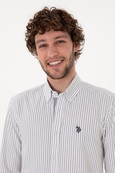 U.S. Polo Assn. Men's Gray Striped White Shirt 50306366 -Vr013