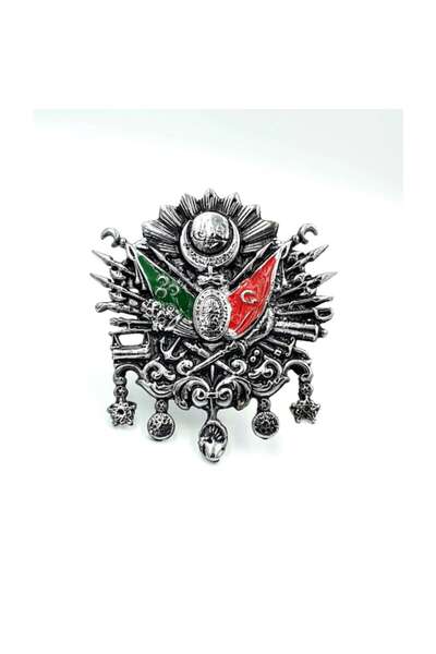 SÜSLEN Osmanlı Tuğrası Gri Renk Sert Plastik Yapıştırma Arma Büyük Boy 10cm 1...