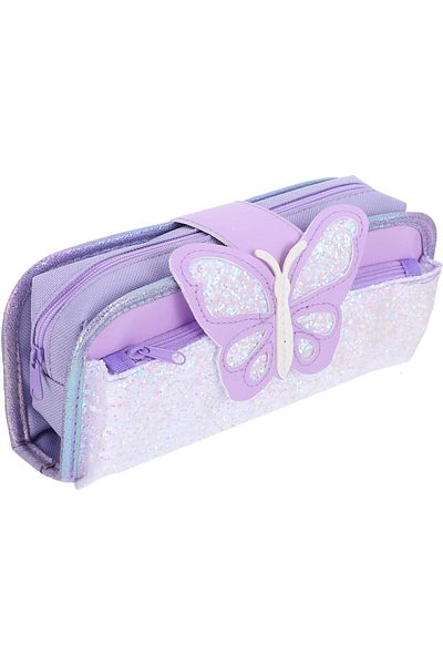 erorex Big Capacity Pencil Case Canvas Pen Pencil Pouch Purple Pencil Case Reversible Sequin Pencil Case