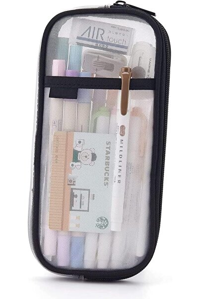 Generic Grid Mesh Pen Pencil Case Clear Makeup Color Pouch Cosmetics Bag With...
