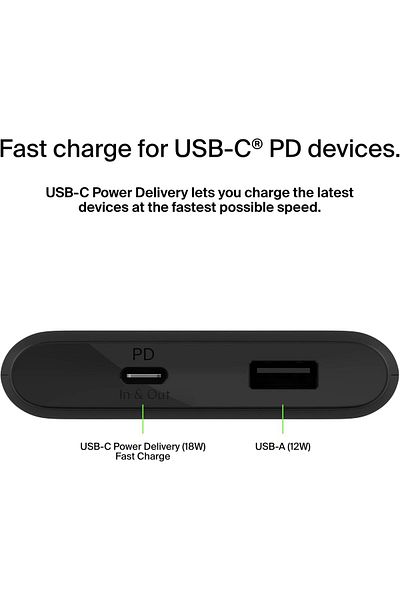 erorex بنك طاقة USB C PD 10K شاحن محمول سريع الشحن مع منافذ USB C + USB سعة بطارية 10000 مللي أمبير في الساعة