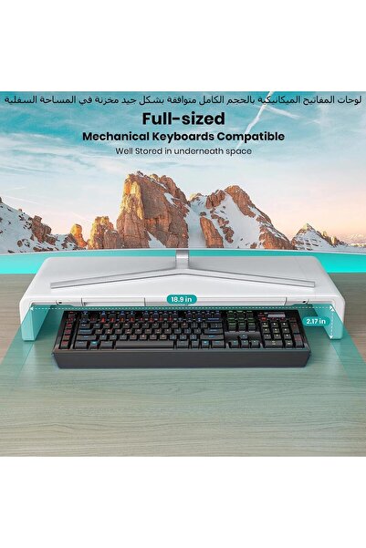 erorex حامل شاشة كمبيوتر قابل للطي، حامل شاشة كمبيوتر قابل للتعديل الارتفاع، رف مكتب