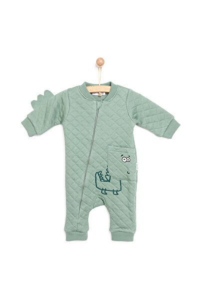 Bebetto Yenidoğan Erkek Bebek Patiksiz Tulum Kapitone Favorite Dino Yeşil