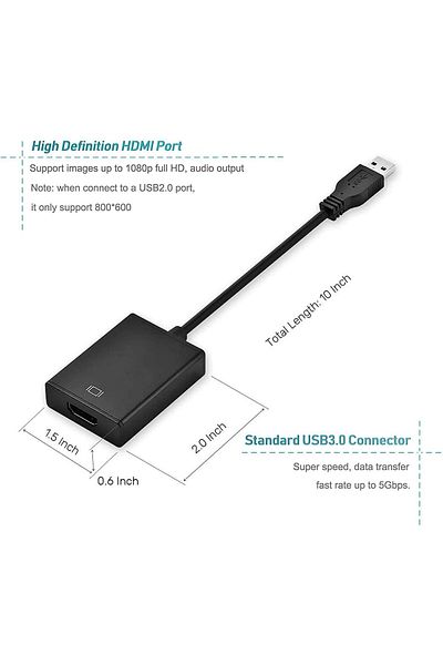 AWH USB 3.0 to HDMI Adapter, High-Speed Multi-Display Video Converter for PC, Laptop, HDTV & Monitor