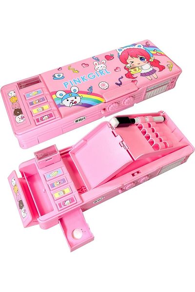 erorex Pop Up Multifunction Pencil Case For Girls Cartoon Pen Box Organizer Stationery With Password Lock