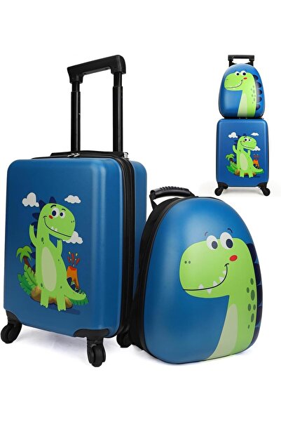 Generic مجموعة حقائب سفر للأطفال بهيكل صلب وحقيبة ظهر وحقيبة سفر بعجلات وحقيب...