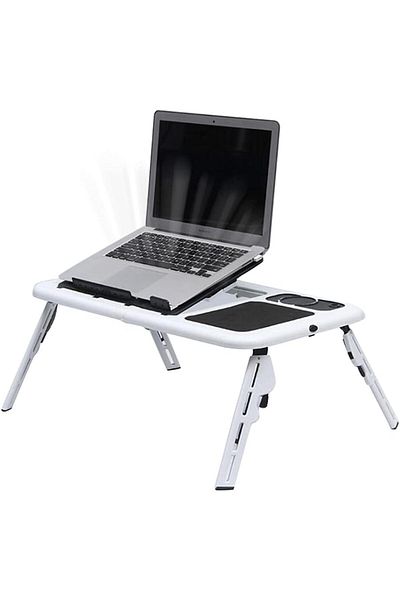 erorex Adjustable Laptop Desk Foldable Stand Table With Usb Cooling Fans Cup Slot Notebook Tray Reading
