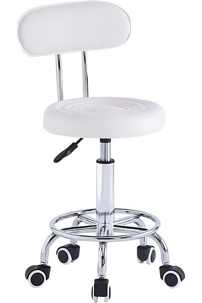 erorex Round Rolling Stool Chair Pu Leather 360° Swivel Stool 5 Wheels Height Adjustable 42 56Cm Removable