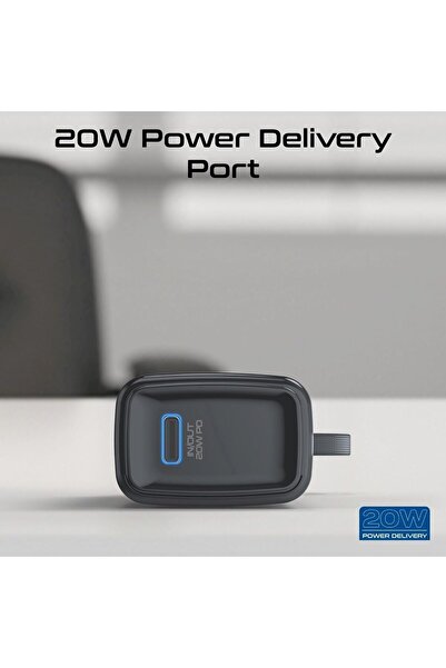 erorex بنك طاقة صغير الحجم، شاحن محمول عالمي بسعة 5000 مللي أمبير/ساعة، مع كابل لايتنينج مدمج، USB C قابل للطي