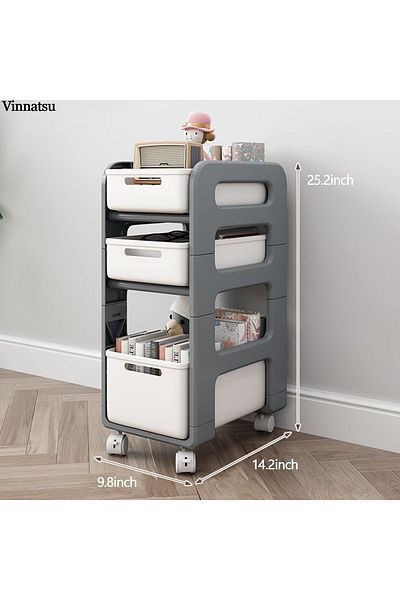 erorex 3 Tier Mobile Bookshelf Storage Trolley Desktop Storage Rack Multi Functional Rolling Storage Book