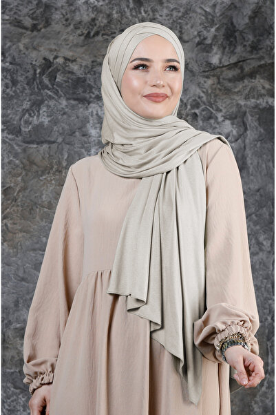 Ns nowascarf Penye 3 Bantlı Tesettür Hazır Şal Taşrengi