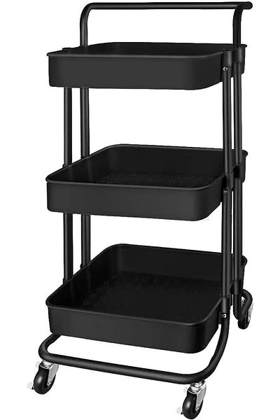 erorex 3 Tier Rolling Storage Cart With Wheels Handle Heavy Duty Mobile Rolling Utility Cart Multifunction