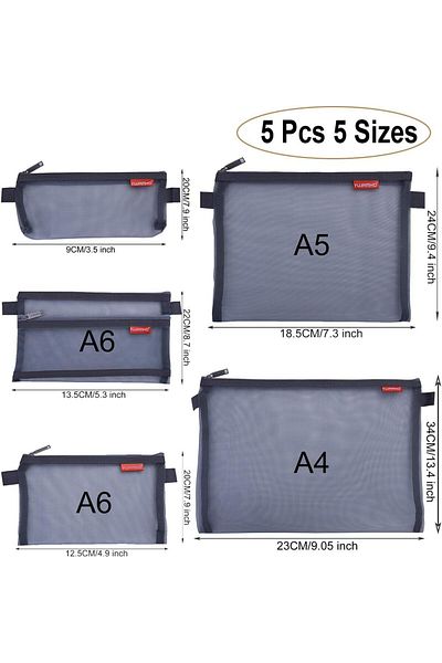 erorex Mesh Zip Pouch Zippered Wallet Pencil Case Comestic Tool Bags Pockets Lightweight File Folders For
