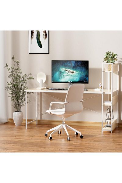 erorex 100 * 50Cm Computer Desk With 4 Tier Shelves Computer Study Table With Bookshelf For Home Office