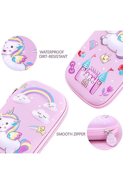 erorex Unicorn Pencil Case For Girls 3D Plastic Pen Box Medium Capacity With Compartment Unicorn Pencil