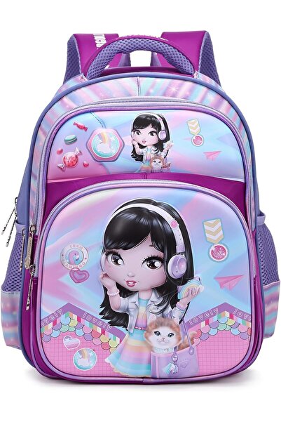 Generic حقيبة ظهر مدرسية للبنات مقاس 14 بوصة مع حزام قابل للتعديل