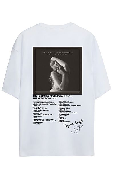 MAGORS Tricou unisex Taylor Swift The Tortured Poets (TTP) Copertă album (design pe spate și piept)