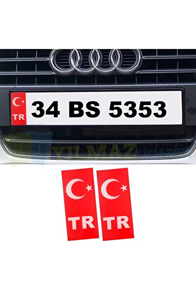DMR Turkish Flag Plate Drop Sticker Waterproof Fadeproof 2 Pcs