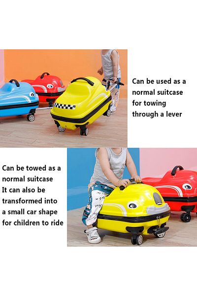 erorex 20 Inch Kids Ride On Travel Suitcase，Children'S Rolling Luggage With Wheels，Car Shape Design Kids
