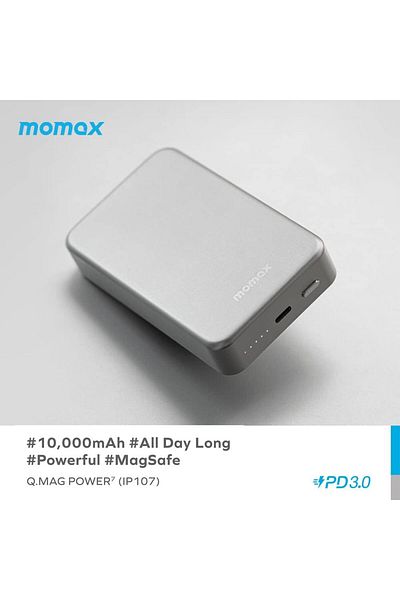 erorex بنك طاقة لاسلكي مغناطيسي Ip107 Q.Mag Power7 بسعة 10000 مللي أمبير/ساعة، مزود بشاحن متنقل خارجي محمول