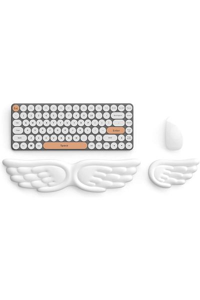 erorex مسند معصم لوحة المفاتيح Angel Wing 3 في 1 وسادة معصم ماوس من الإسفنج الذكي لدعم لوحة الماوس