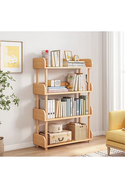 erorex 4 Tier Open Bookshelf Freestanding Bookcase Book Shelf Book Rack Wood Storage Shelves Display Stand