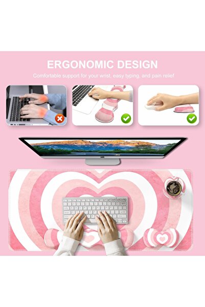 erorex مجموعة لوحة مفاتيح وماوس ووسادة ماوس كبيرة للألعاب + مسند معصم للوحة المفاتيح + وسادة ماوس مع دعم للمعصم