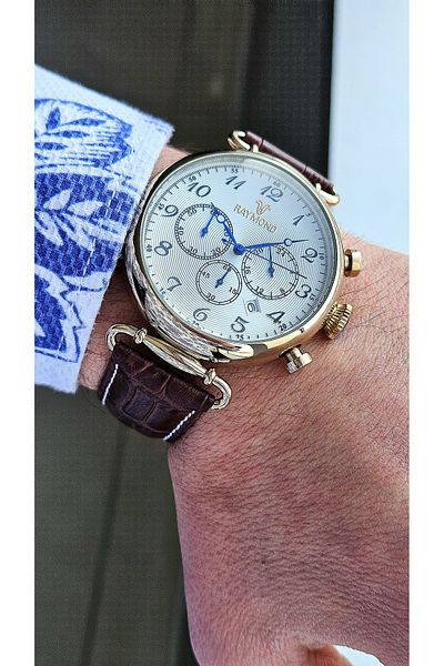 Raymond Rym-83011 Raymond Men's Wristwatch - Steel Case and Leather Cord - 2 Years Warranty