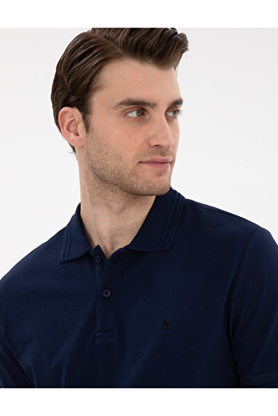 Pierre Cardin Синій Slim Fit 100% бавовна Поло Basic Футболка 50306448-VR033