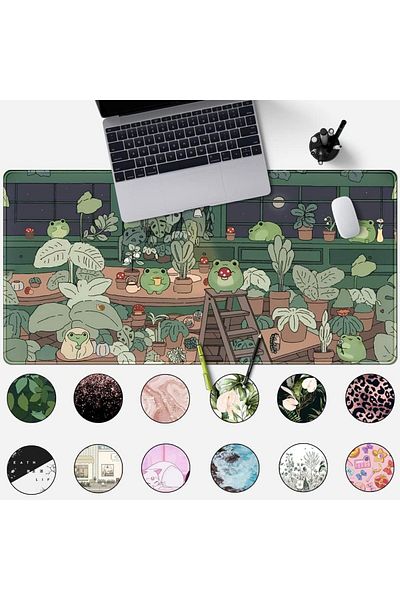 erorex وسادة ماوس على شكل ضفدع، وسادة مكتب خضراء، سجادة ديكور مكتب، وسادة ماوس كبيرة للألعاب، مناسبة لمكتب ولوحة مفاتيح الكمبيوتر