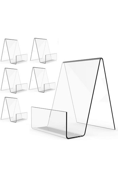 erorex 6 Pack Acrylic Book Stands For Display Clear Book Holder Display Stand 4Inch Small Easel Picture