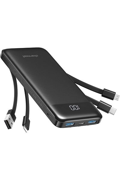 erorex بنك طاقة مع كابل مدمج 10000 مللي أمبير في الساعة USB C حزمة بطارية 6 مخرجات 2 مدخلين مع شاشة LED