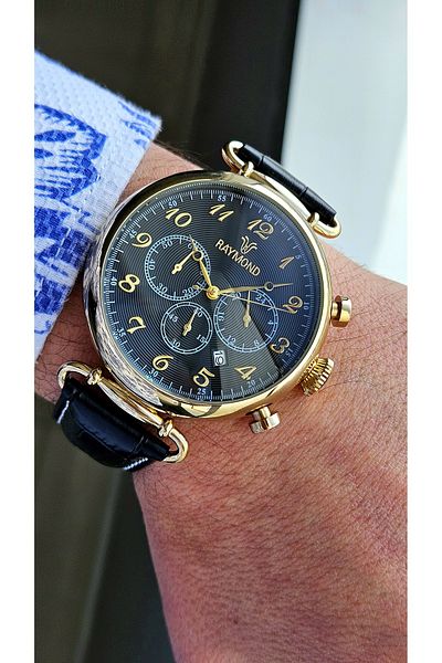 Raymond Rym-83011 Raymond Men's Wristwatch - Steel Case and Leather Cord - 2 Years Warranty