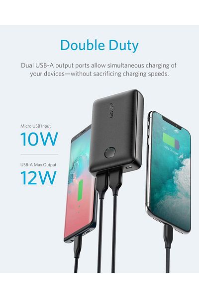 erorex بنك طاقة A1223H1 Power Core Select 10000 مللي أمبير/ساعة Micro USB USB A بنك طاقة أسود Power Core Select