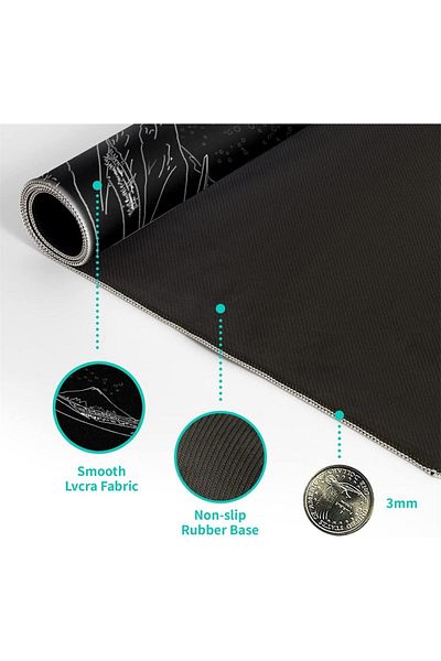 erorex Japanese Sea Wave Large Mouse Pad Anime Black Gaming Mouse Pad Extended Kanagawa Mouse Mat Desk Pad