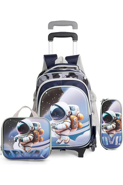 erorex Boys School Bag Children School Bag Student Backpack With Pencil Bag Lunch Bag Trailer 3D Cartoon