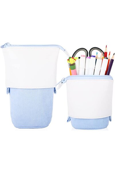 Generic Telescopic Pencil Bag Pen Holder Stationery Case Pu Corduroy Stand Up...