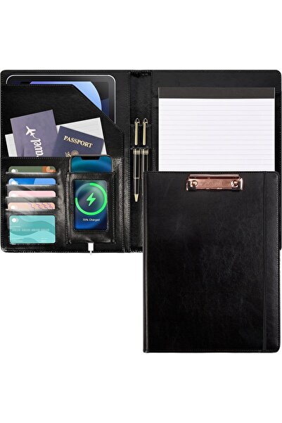 Generic حافظة أعمال احترافية مصنوعة من جلد البولي يوريثان مع مفكرة ومجلد وحاف...