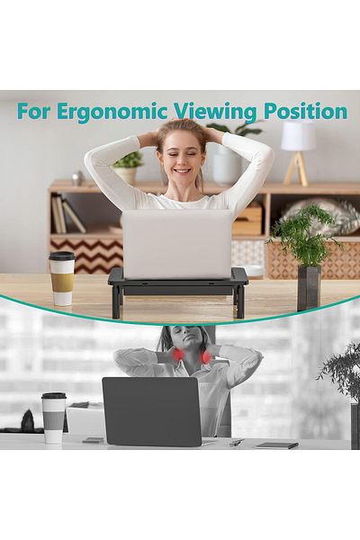 erorex حامل شاشة Back Saver للمكتب مع درج ورافعة شاشة مريحة لزيادة الإنتاجية
