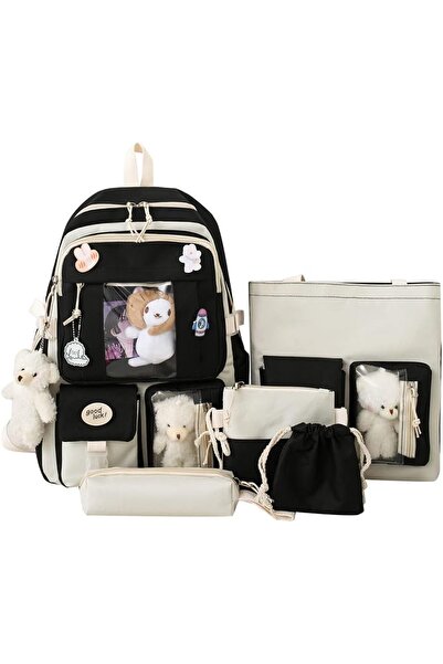 Generic Backpack With Pendants And Pins Accessories 5Pcs Set Rucksack For Tee...