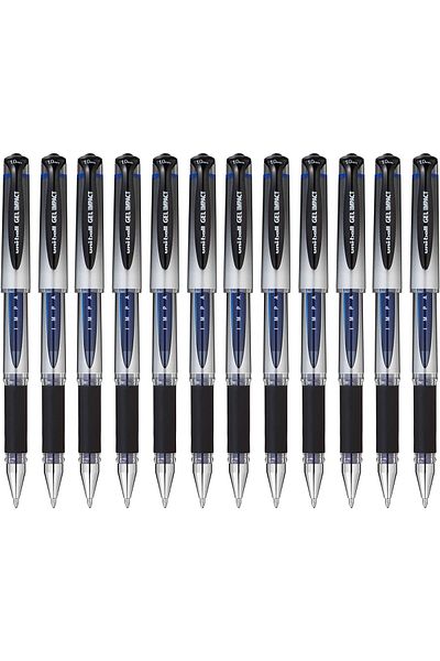 erorex 219006000 Um 153S Signo Impact Gel Pens With Rubber Grip Blue Gel 1Mm Nib Pack Of 12