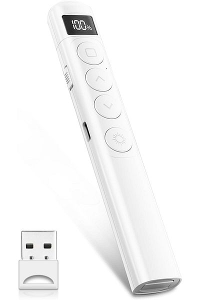 erorex Presentation Clicker Rechargeable Wireless Presenter With Hyperlink Page Up Down Full Black Screen