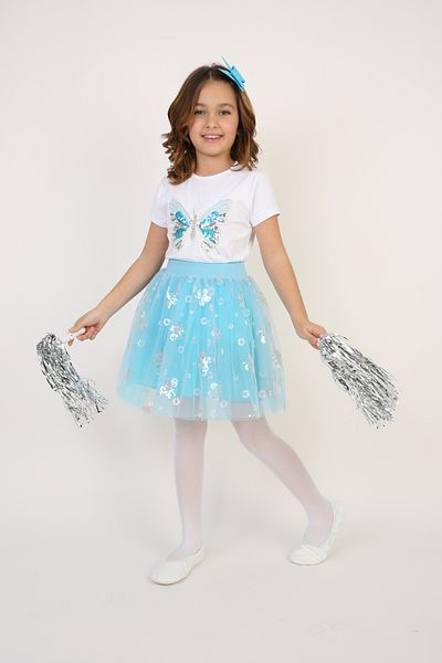 Dıgıl Kids Girl's April 23 Blue Butterfly Patterned Performance Suit
