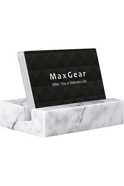 erorex Business Card Holder For Desk White Carrara Marble Card Display Stand Holders Holds Up To 50 Cards