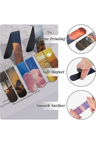 erorex 12Pcs Book Markers Scenery Magnetic Bookmarks For Women And Men Magnet Bookmark Clips Book Markers