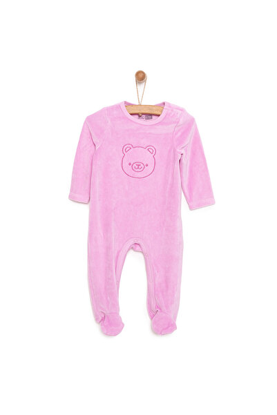 ebebek Hello Baby HelloBaby Yenidoğan Kız Nakışlı Kadife Patikli Tulum Kız Bebek