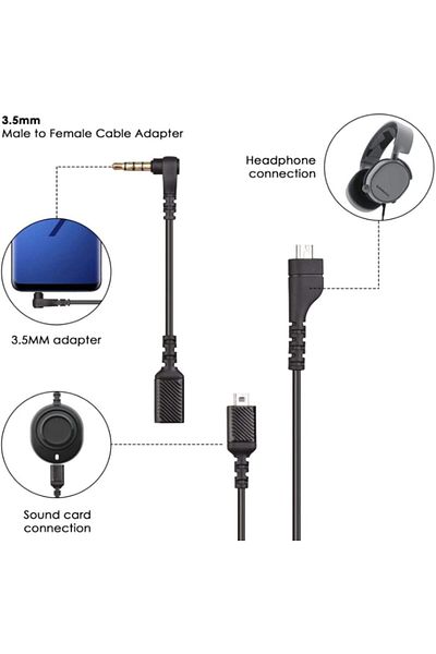 erorex Audio Earphone Cable With Volume Control For Astro A10 A40 Gaming Headset