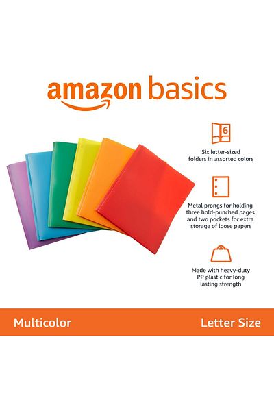 erorex Heavy Duty Plastic Folders With 2 Pockets For Letter Size Paper Pack Of 6